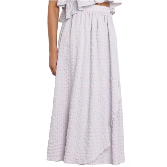 PETAL & PUP Gingham Skirt Faux Wrap Blue Pink Cotton Flowy Maxi 12 L XL - Picture 5 of 5